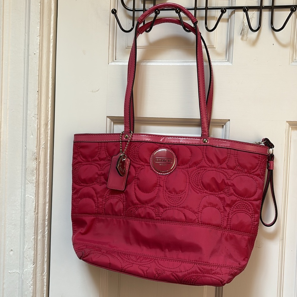Coach Pink 2012 Quilted Tote Bag EUC